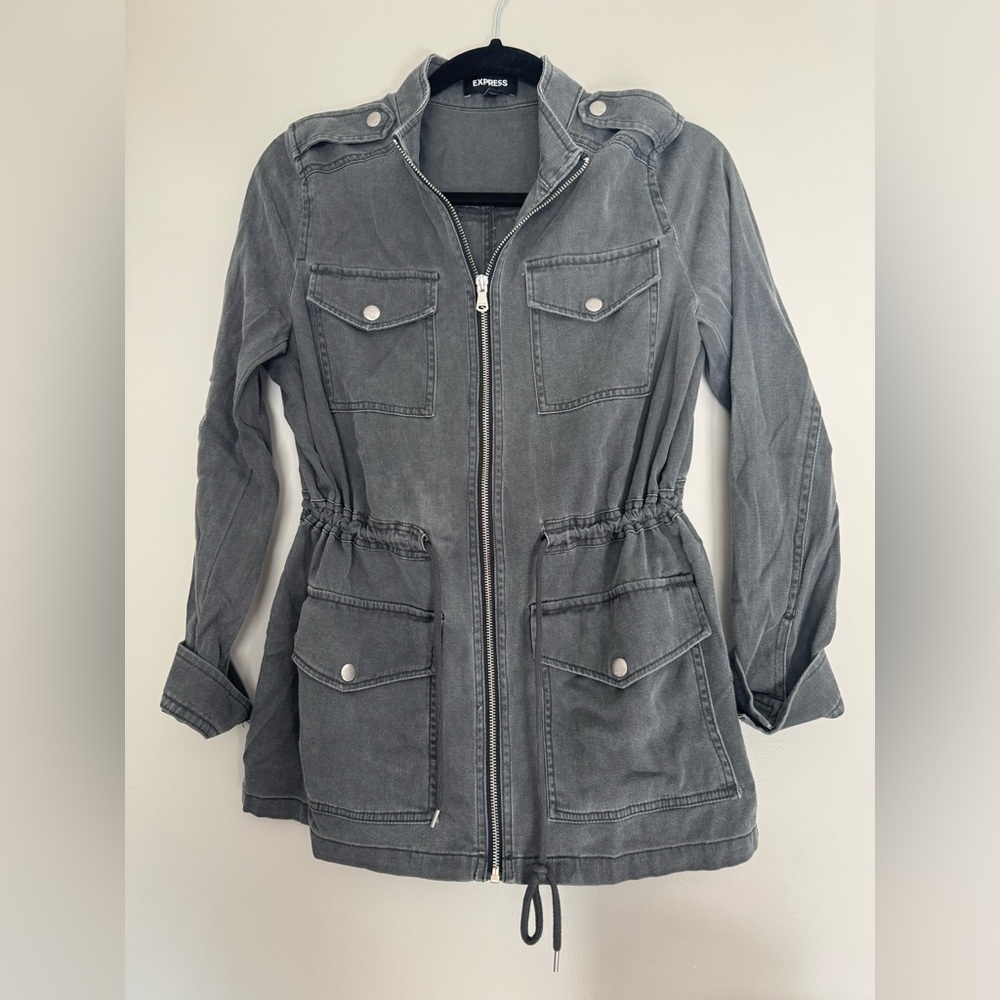 Express Women Utility Grey Jacket Small
